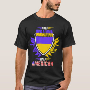 Una camiseta mitad ucraniana mitad americana