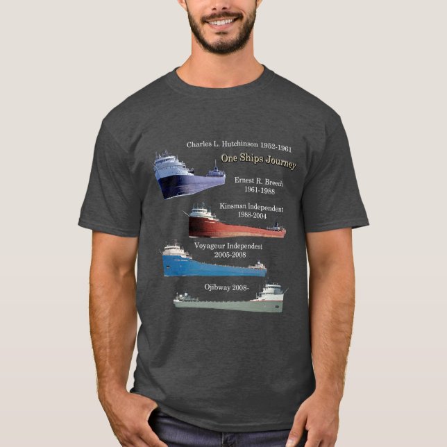 Una camiseta oscura de viaje en barco (Anverso)