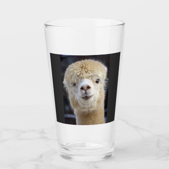 Una cara linda y esponjosa de una alpaca          (Anverso)