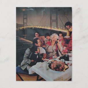 Una cena escénica familiar en la postal del puente