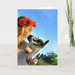 Una Chica De Granja Y Su Cabra - Tarjeta De Saludo