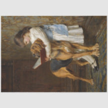 Una chica y su perro leyendo papel descatalogado