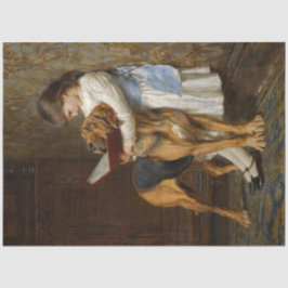 Una chica y su perro leyendo papel descatalogado