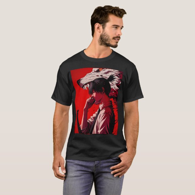 una combinación negra y roja de camisa (Anverso completo)