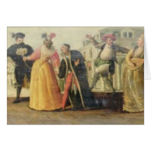 Una compañía de Commedia Dell'Arte antes de un