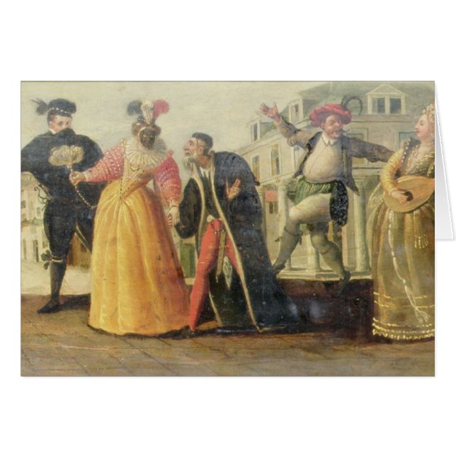 Una compañía de Commedia Dell'Arte antes de un (Anverso (Horizontal))