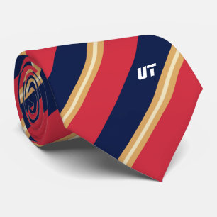 Una corbata a rayas en azul, rojo y amarillo