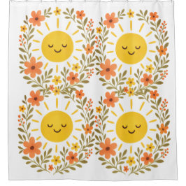 una cortina de ducha con marco floral
