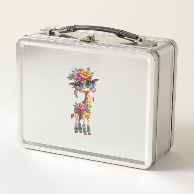 Una Cuidada Girafa Infantil Con Acento Floral Y De (Anverso)