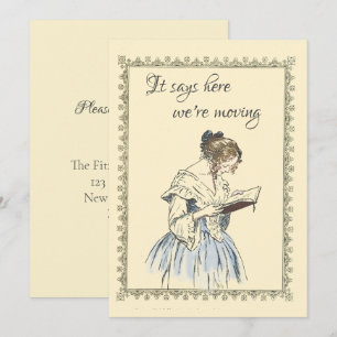 Una dama de época leyendo una Invitación de movimi