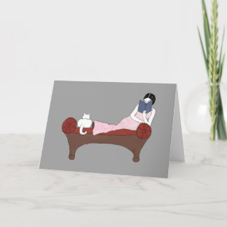 Una dama, un gato y una carta de notas de libro mu