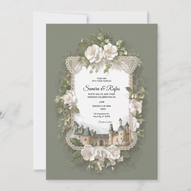 Una delicada invitación tradicional a la boda (Anverso)