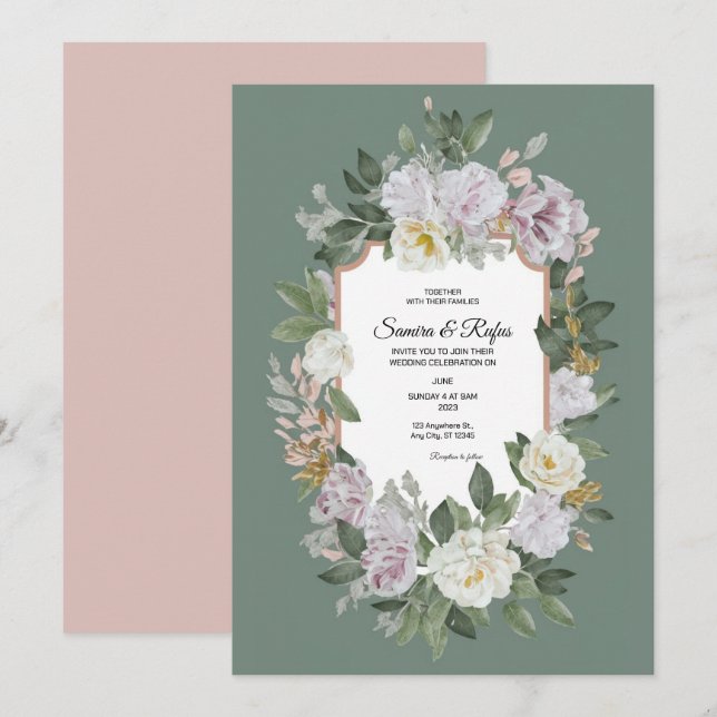 Una delicada invitación tradicional a la boda (Anverso / Reverso)