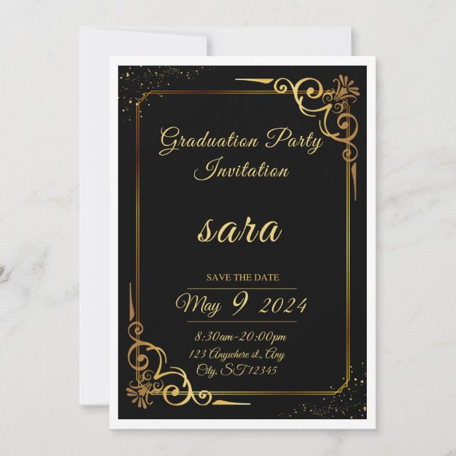 Una deslumbrante invitación a una fiesta de gradua (Anverso)