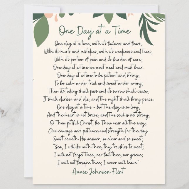 Una Día a la Vez Annie Johnson Flint Hoja de Papel (Anverso)