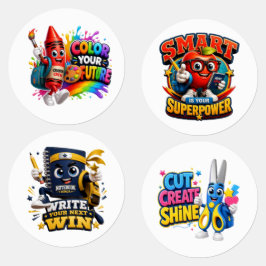 Una diversa colección de pegatinas motivadoras y 