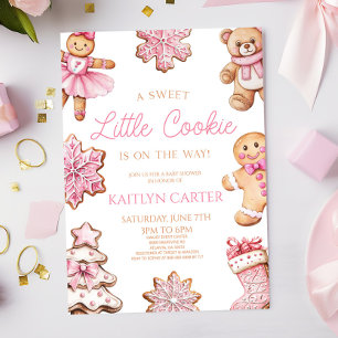 Una Dulce Galletita Rosa Invitación de Baby Shower