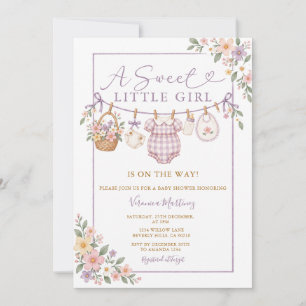 Una dulce niña Invitación floral para baby shower