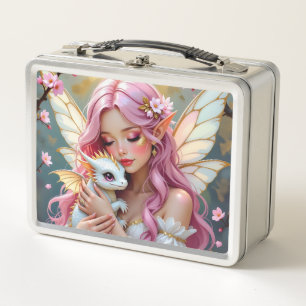 Una elegante hada y su dragón bebé personalizados
