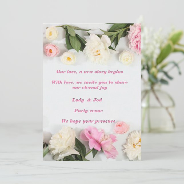Una elegante invitación a la boda para los amantes (Anverso de pie)