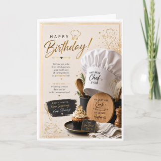 Una elegante tarjeta de cumpleaños para un chef
