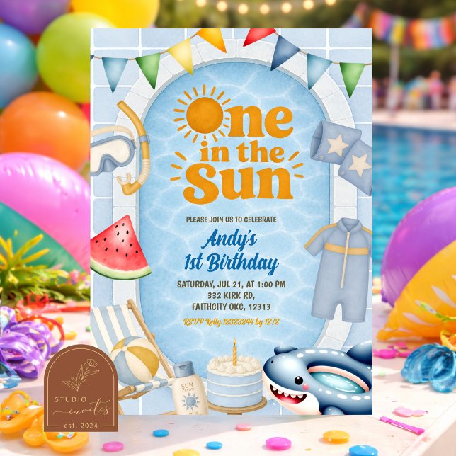Una en el sol Invitación de cumpleaños para fiesta (Subido por el creador)