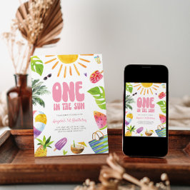 Una en la invitación al cumpleaños del verano rosa