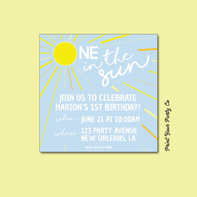 Una en la invitación de cumpleaños del sol (Subido por el creador)