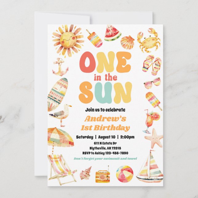 Una En La Invitación De La Fiesta De La Piscina De (Anverso)