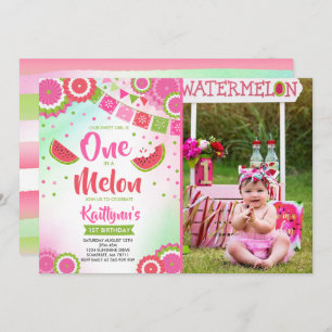 Una En Melón Invitación Al Cumpleaños Melón Fiesta