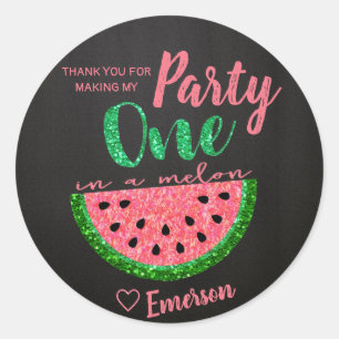 Una en un melón, etiqueta de Pegatina de la sandía