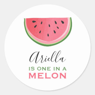 Una en un melón: Etiquetas de sandía Pegatina sobr