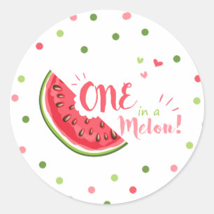 Una en un melón: Etiquetas de sandía Pegatina sobr