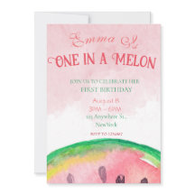 Una en un melón invitaciones de primer cumpleaños 