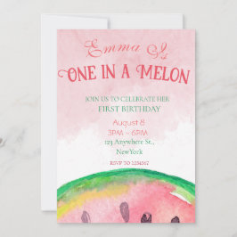 Una en un melón invitaciones de primer cumpleaños 