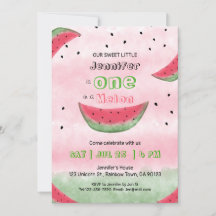 Una en un melón invitaciones para el primer cumple