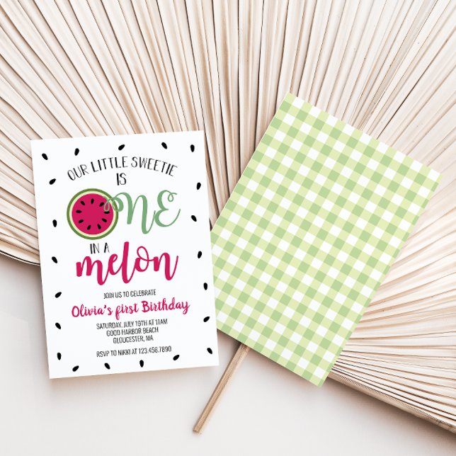 Una en un Melón Sandía Invitación de Primer Cumple (Subido por el creador)