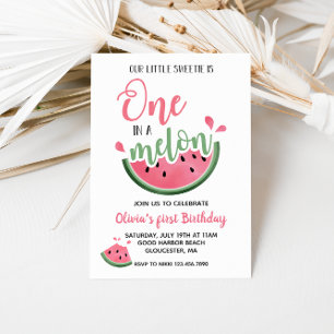 Una en una sandía Invitación de cumpleaños por pri