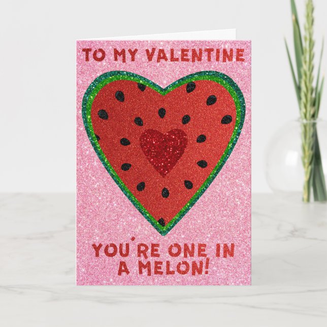 Una en una tarjeta de San Valentín Purpurina diver (Anverso)