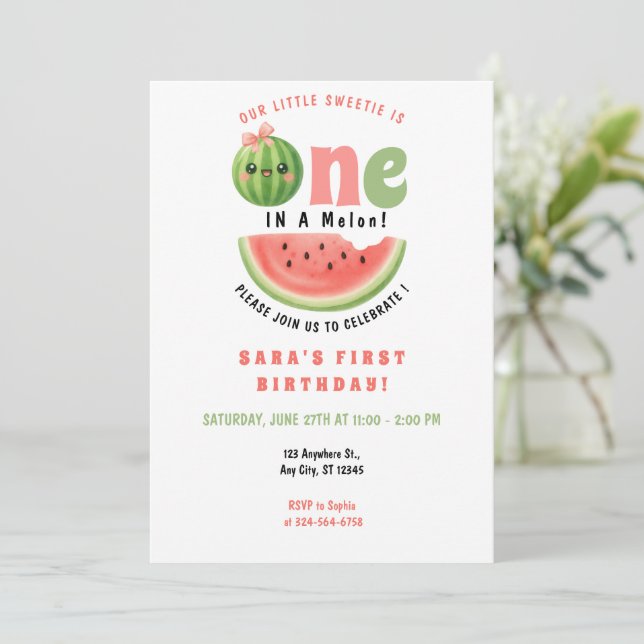 Una entre las sandías Invitación de cumpleaños núm (Anverso de pie)