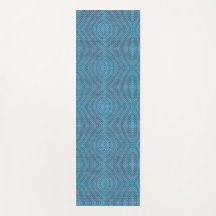 Una esterilla de yoga azul con un patrón geométric