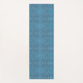 Una esterilla de yoga azul con un patrón geométric