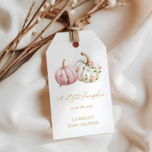 Una etiqueta de favor de fiesta de bebé de calabaz