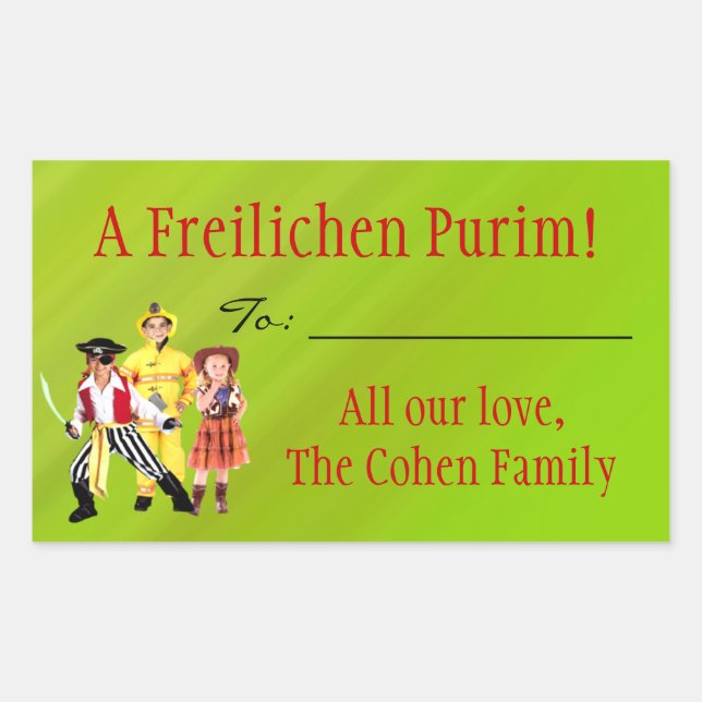 Una etiqueta de purim Freilichen (Anverso)