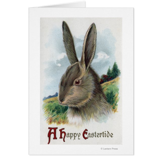 Una feliz escena de Conejo Gris en Eastertide (Frente)