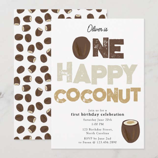 Una Feliz Invitación de Coco para el 1er Cumpleaño (Anverso / Reverso)