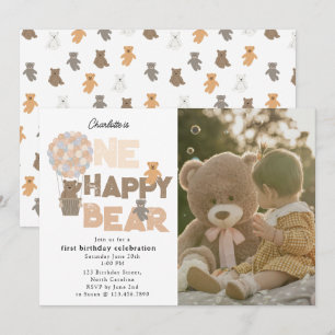 Una Feliz Invitación de Cumpleaños de Oso 1er Prim