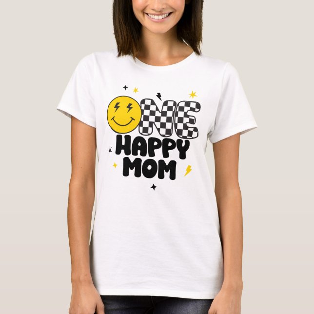 Una feliz mamá de la camiseta de un niño cumpleaño (Anverso)
