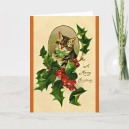 Una Feliz Navidad Holly Kitty Vintage restaurado