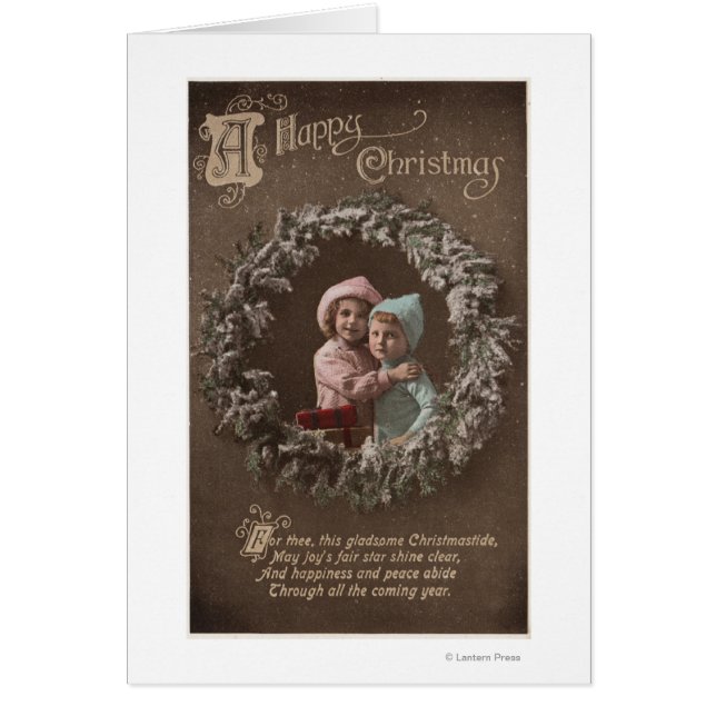 Una feliz Navidad, niños pequeños abrazando (Frente)